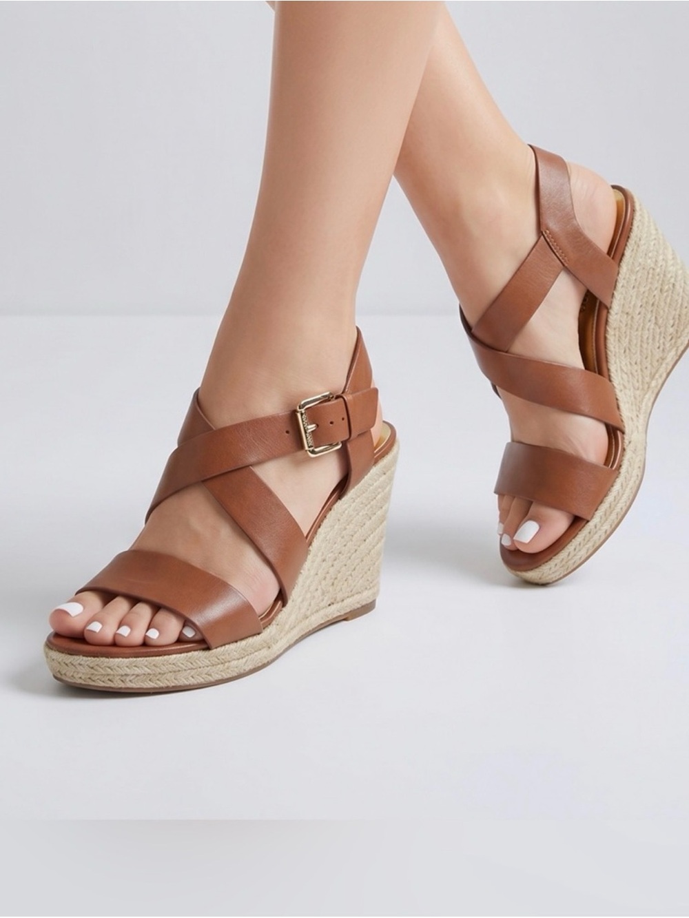 Michael kors Giovanna Tan Wedge Espadrille Sandals